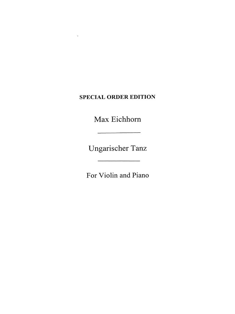 Eichhorn, M Hungarian Dance In G Minor